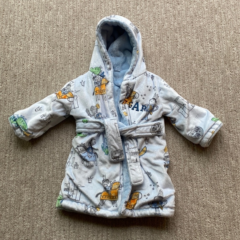 Baby Boy Blankets and Beyond Fuzzy Knight Dragon Monogramed Robe “GAP”